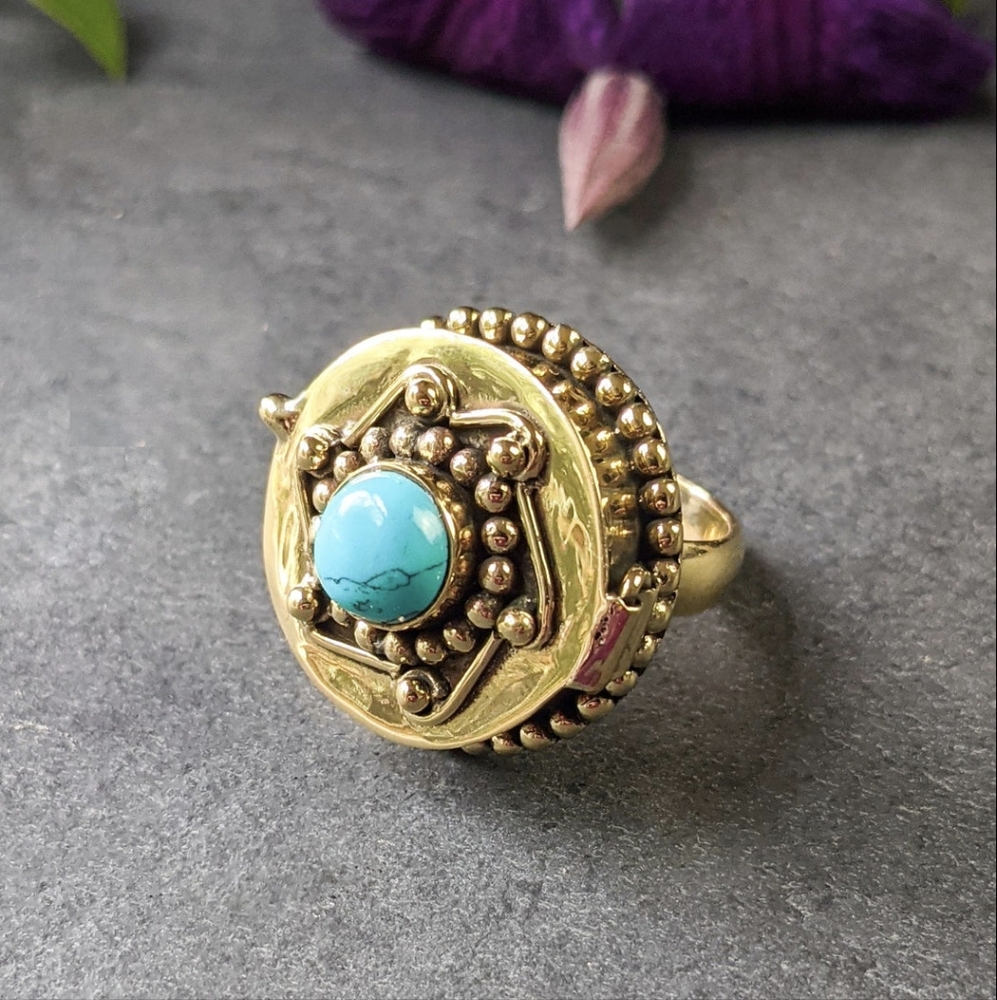 🦋LAST🦋 NWT Baizaar Turquoise Stone Poison Ring, Size 8.75